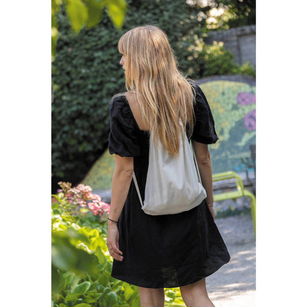 Impact Recycled Cotton Drawstring Backpack, 145 gsm Transfer - Off White - View 3