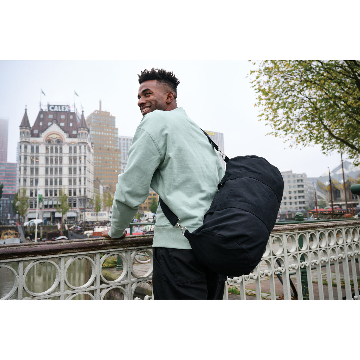 Impact Undyed Recycled Canvas Duffel, 285 gsm Embroidery - Black - View 5