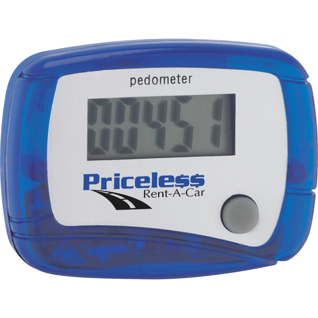 In Shape Step Counter Pedometer with Belt Clip - Translucent Blue - Front
