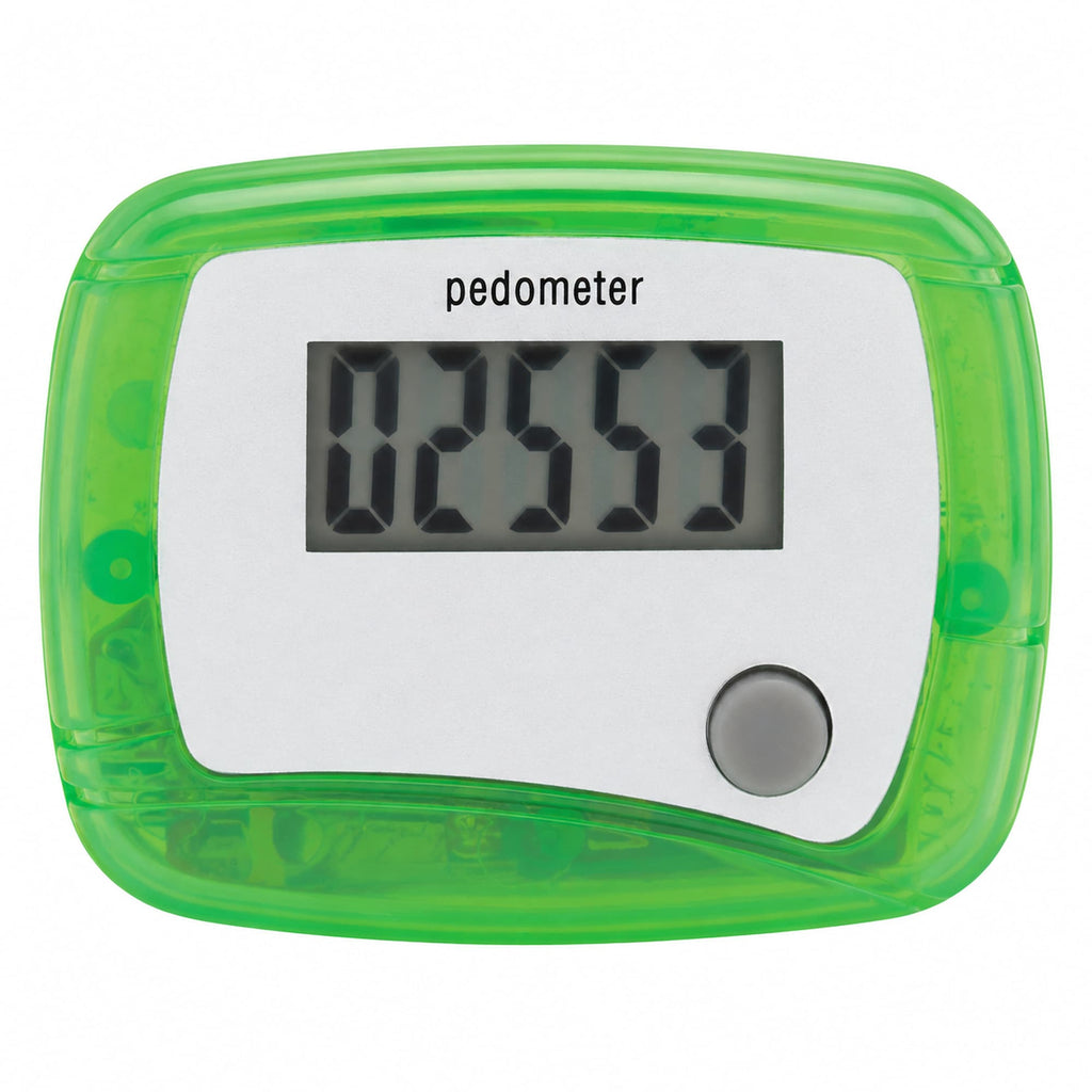 In Shape Step Counter Pedometer with Belt Clip - TrGrn - Front Straight
