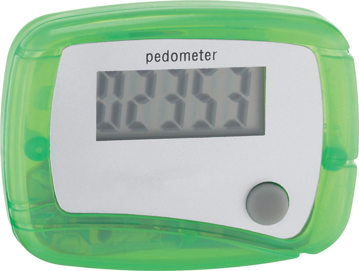 In Shape Step Counter Pedometer with Belt Clip - TrGrn - Front