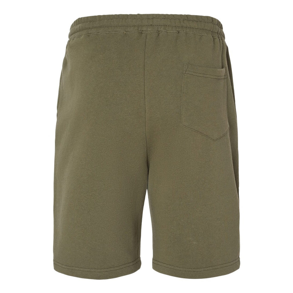 Independent Trading Co. Men's Midweight Fleece Shorts - Army - Back
