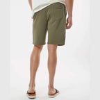 Independent Trading Co. Men's Midweight Fleece Shorts - Army - On Model Back