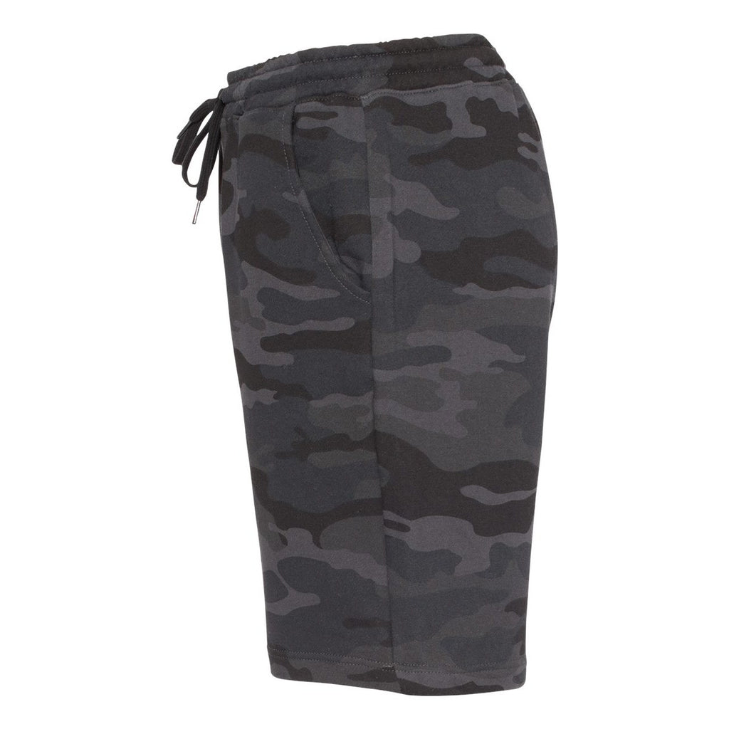 Independent Trading Co. Men's Midweight Fleece Shorts - Black Camo - Direct Side