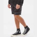 Independent Trading Co. Men's Midweight Fleece Shorts - Black Camo - On Model Side