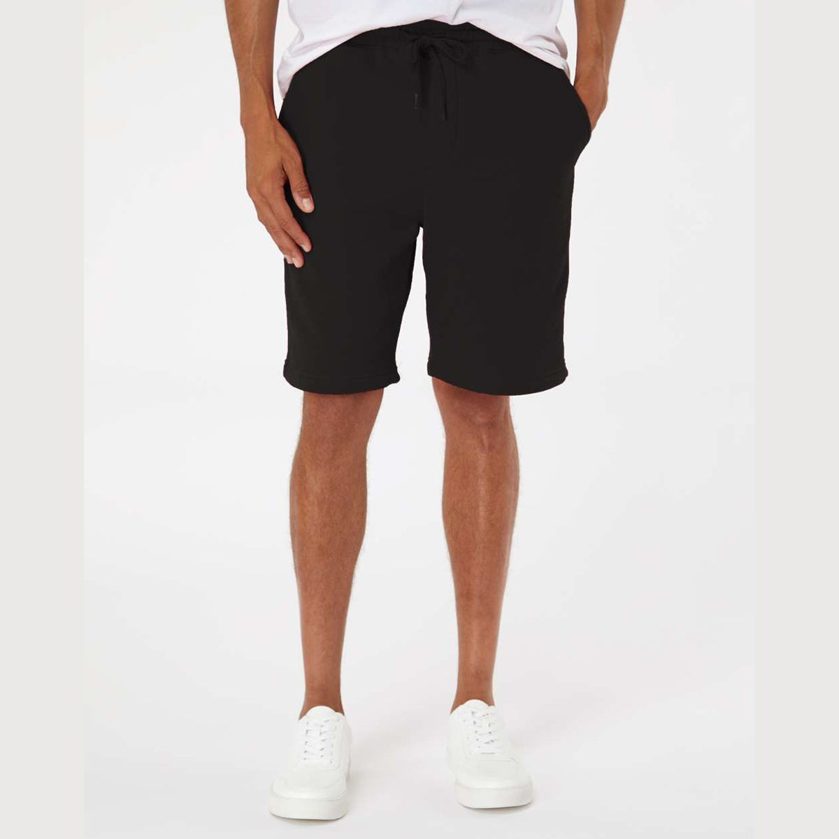 Independent Trading Co. Men's Midweight Fleece Shorts - Black - On Model Front