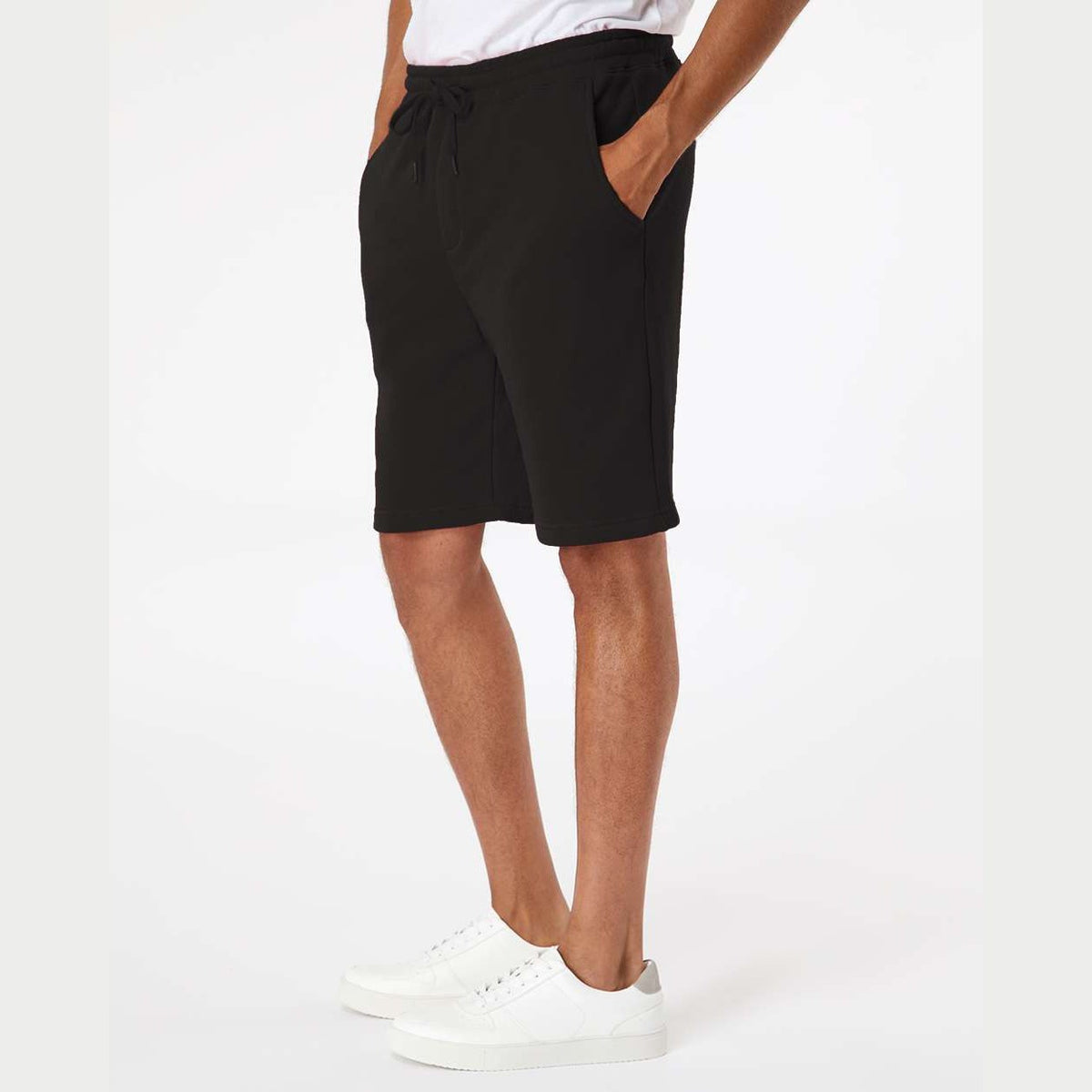 Independent Trading Co. Men's Midweight Fleece Shorts - Black - On Model Side