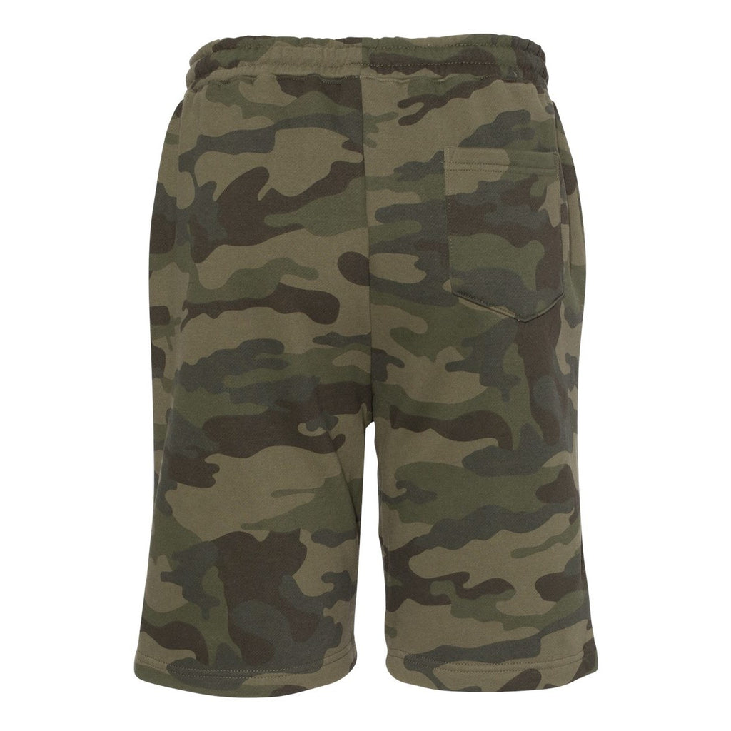 Independent Trading Co. Men's Midweight Fleece Shorts - Forest Camo - Back