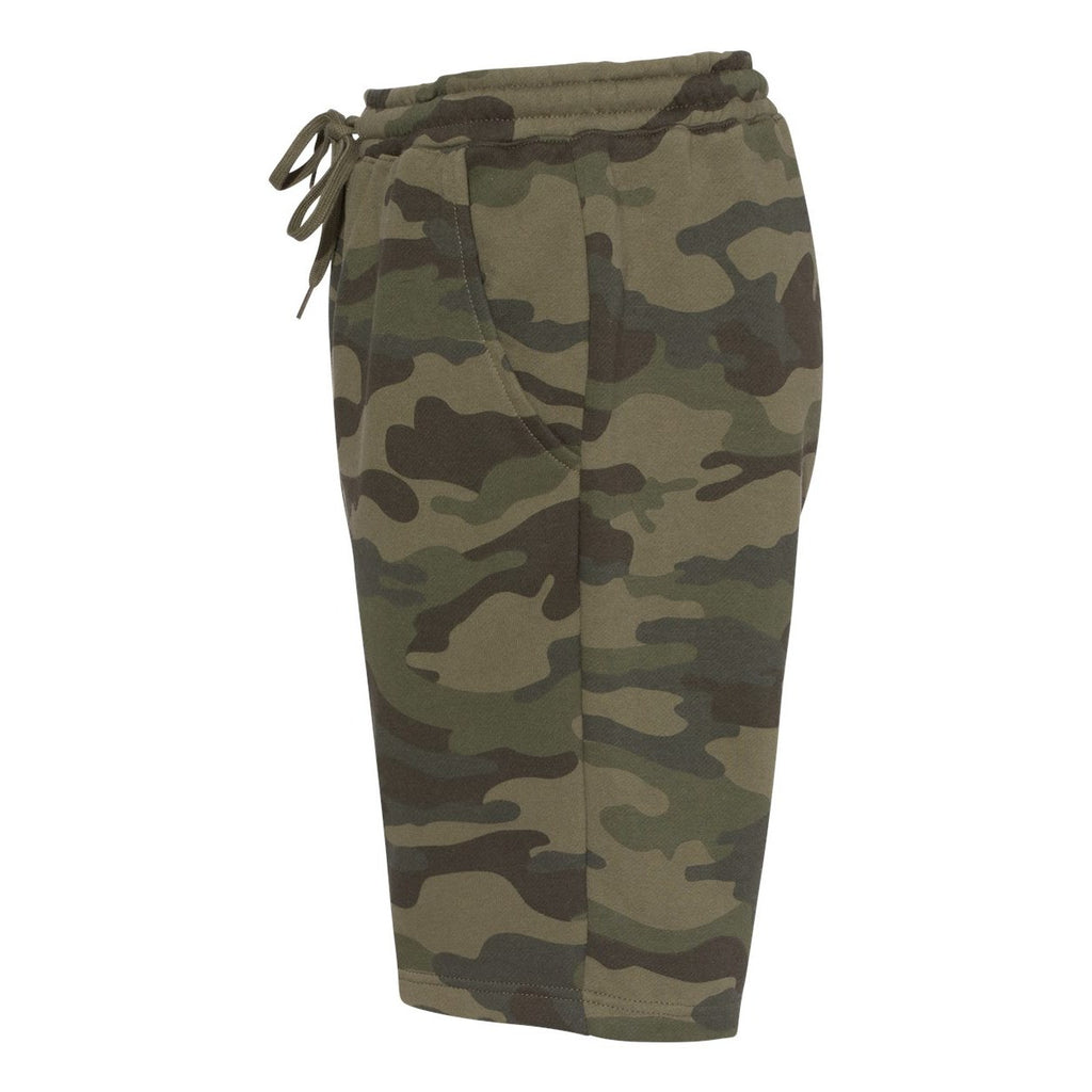 Independent Trading Co. Men's Midweight Fleece Shorts - Forest Camo - Direct Side