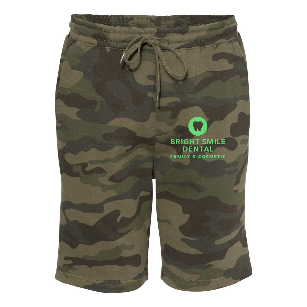 Independent Trading Co. Men's Midweight Fleece Shorts - Forest Camo - Front