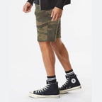 Independent Trading Co. Men's Midweight Fleece Shorts - Forest Camo - On Model Side