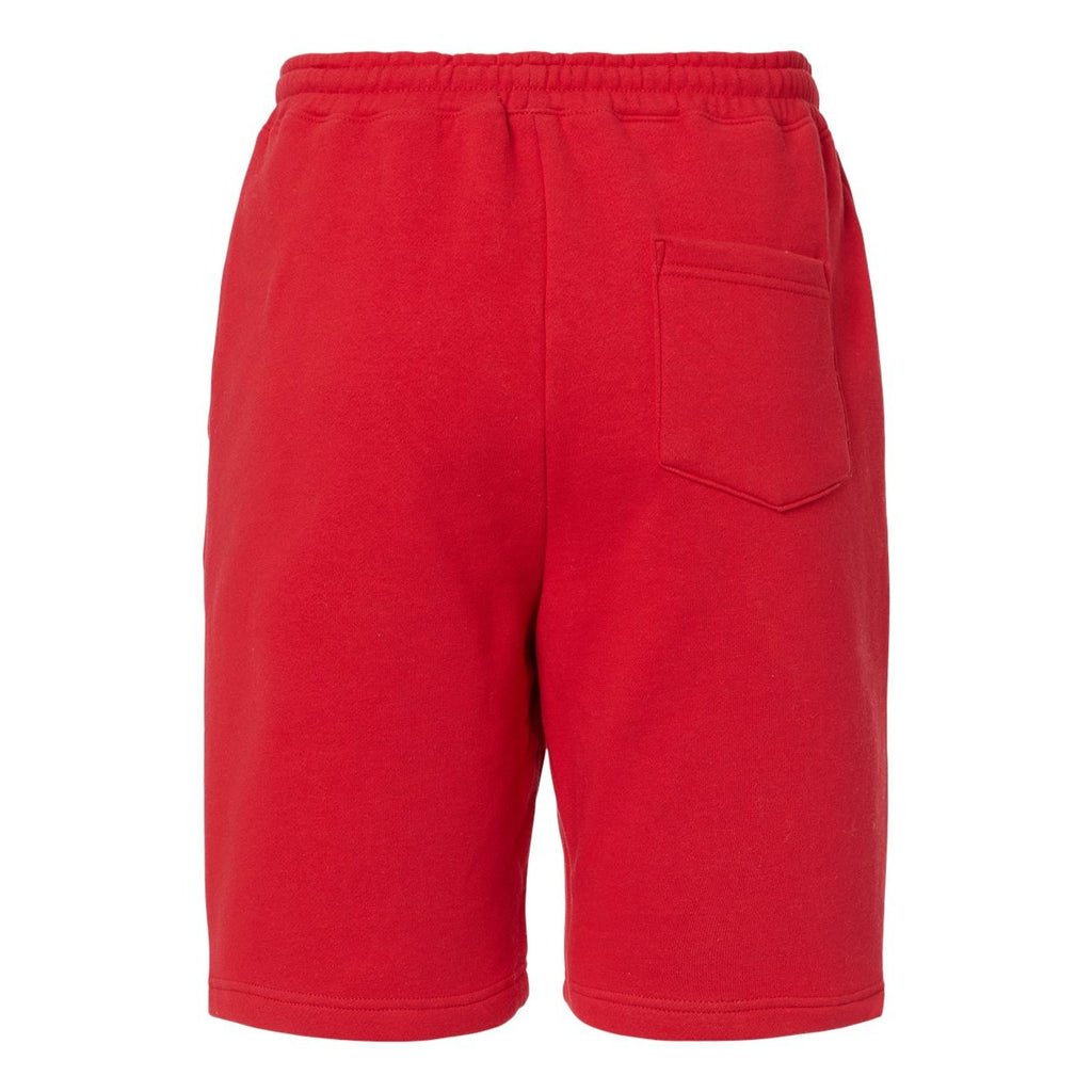 Independent Trading Co. Men's Midweight Fleece Shorts - Red - Back