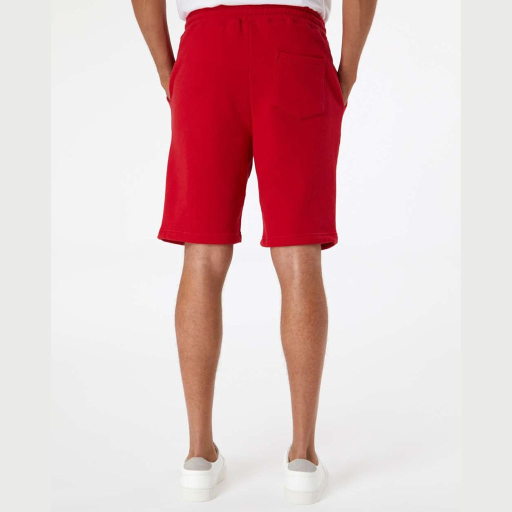 Independent Trading Co. Men's Midweight Fleece Shorts - Red - On Model Back