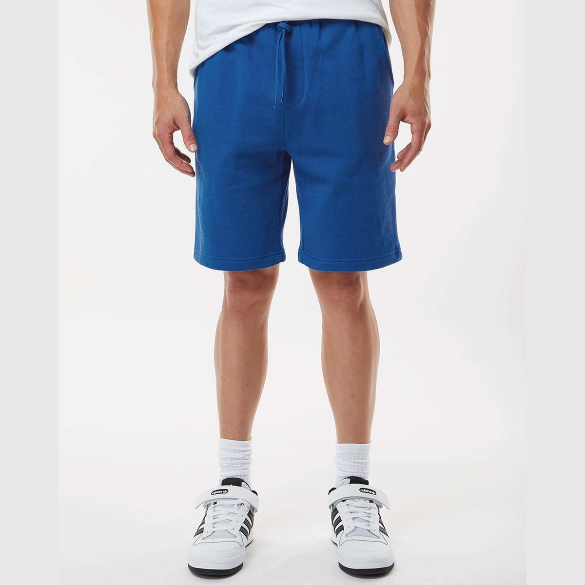 Independent Trading Co. Men's Midweight Fleece Shorts - Royal - On Model Front