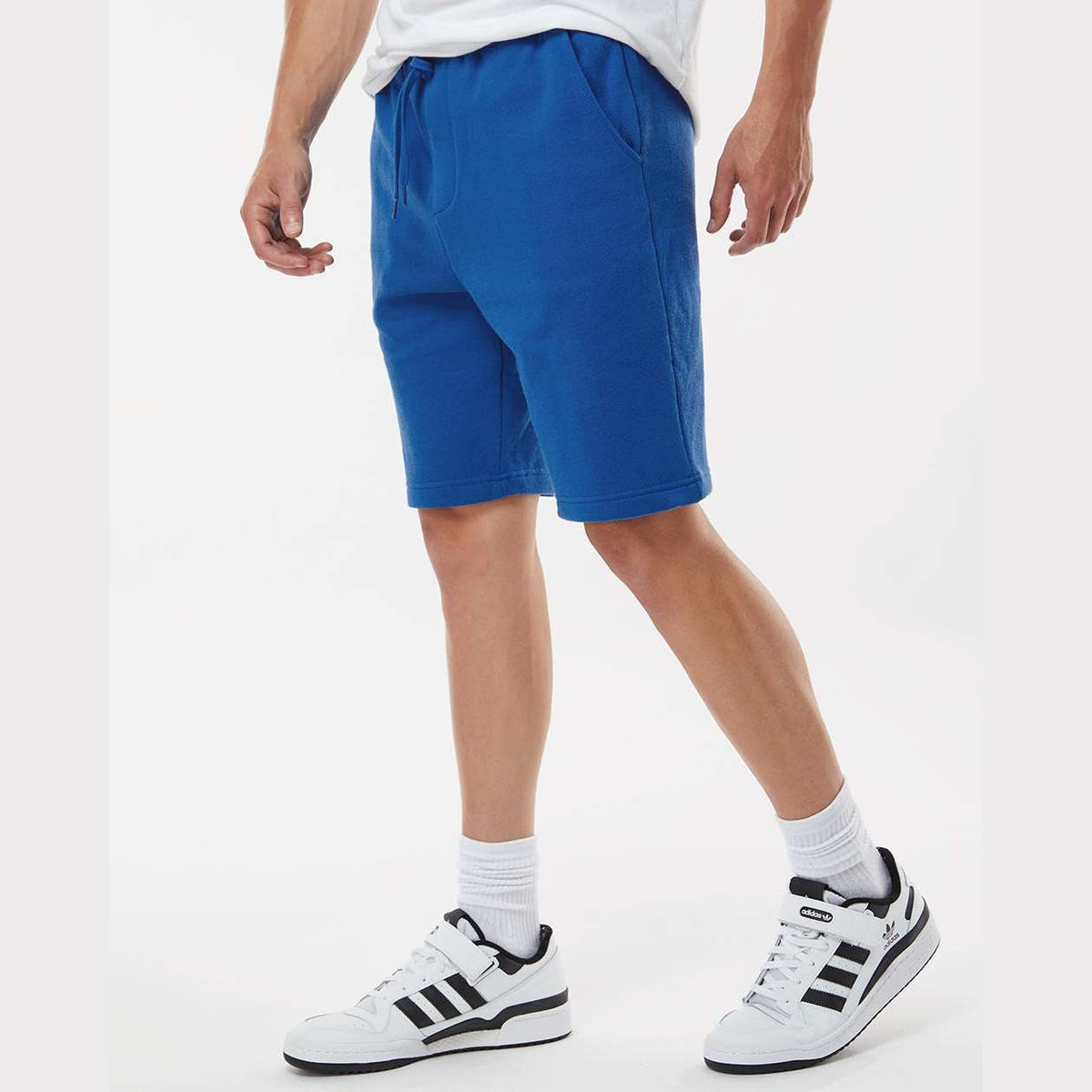 Independent Trading Co. Men's Midweight Fleece Shorts - Royal - On Model Side