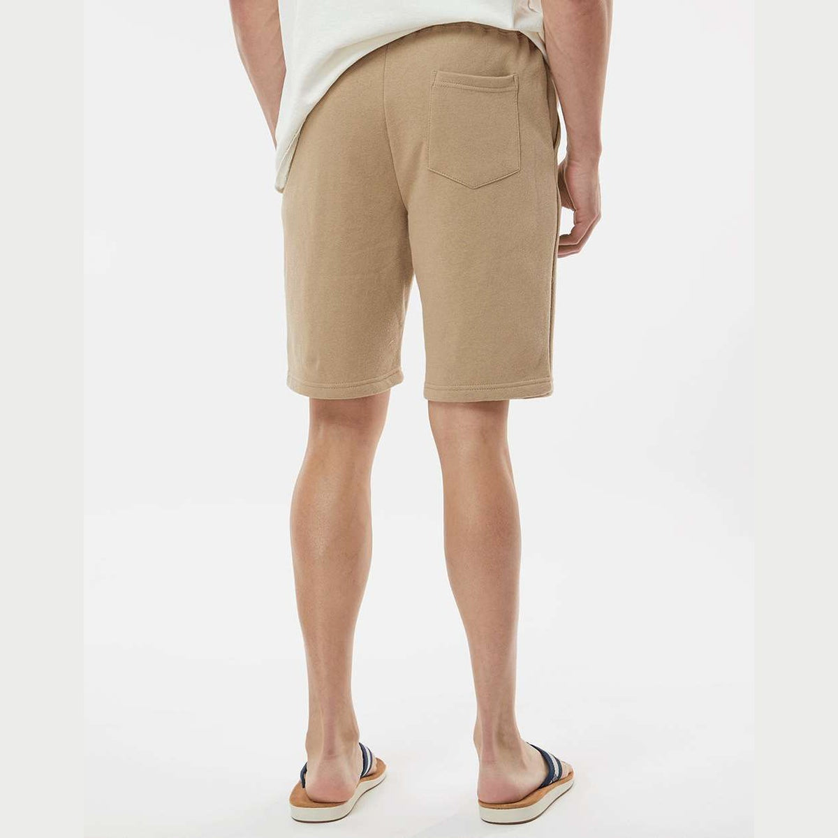 Independent Trading Co. Men's Midweight Fleece Shorts - Sandstone - On Model Back