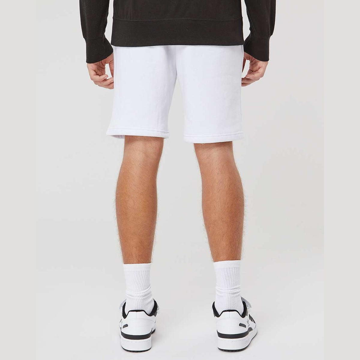 Independent Trading Co. Men's Midweight Fleece Shorts - White - On Model Back