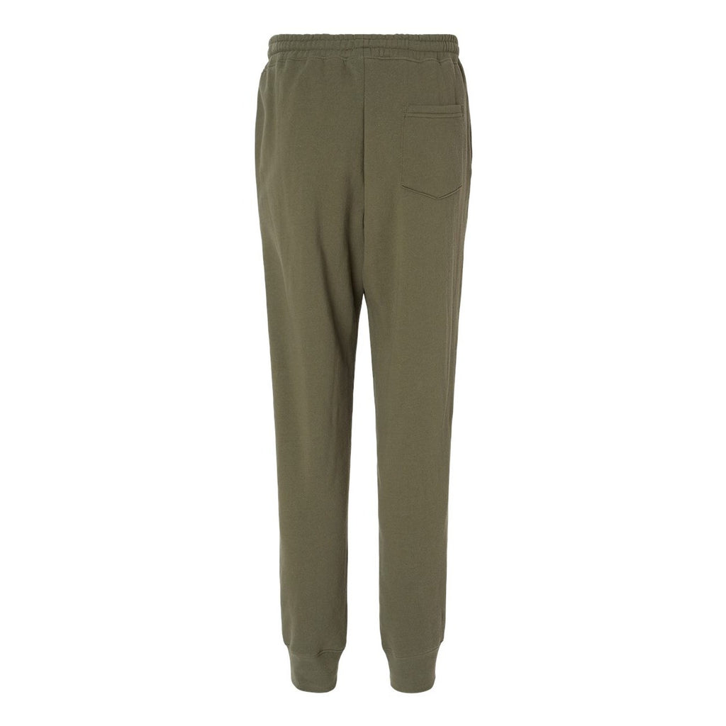 Independent Trading Co. Men's Midweight Fleece Sweatpants - Army - Back
