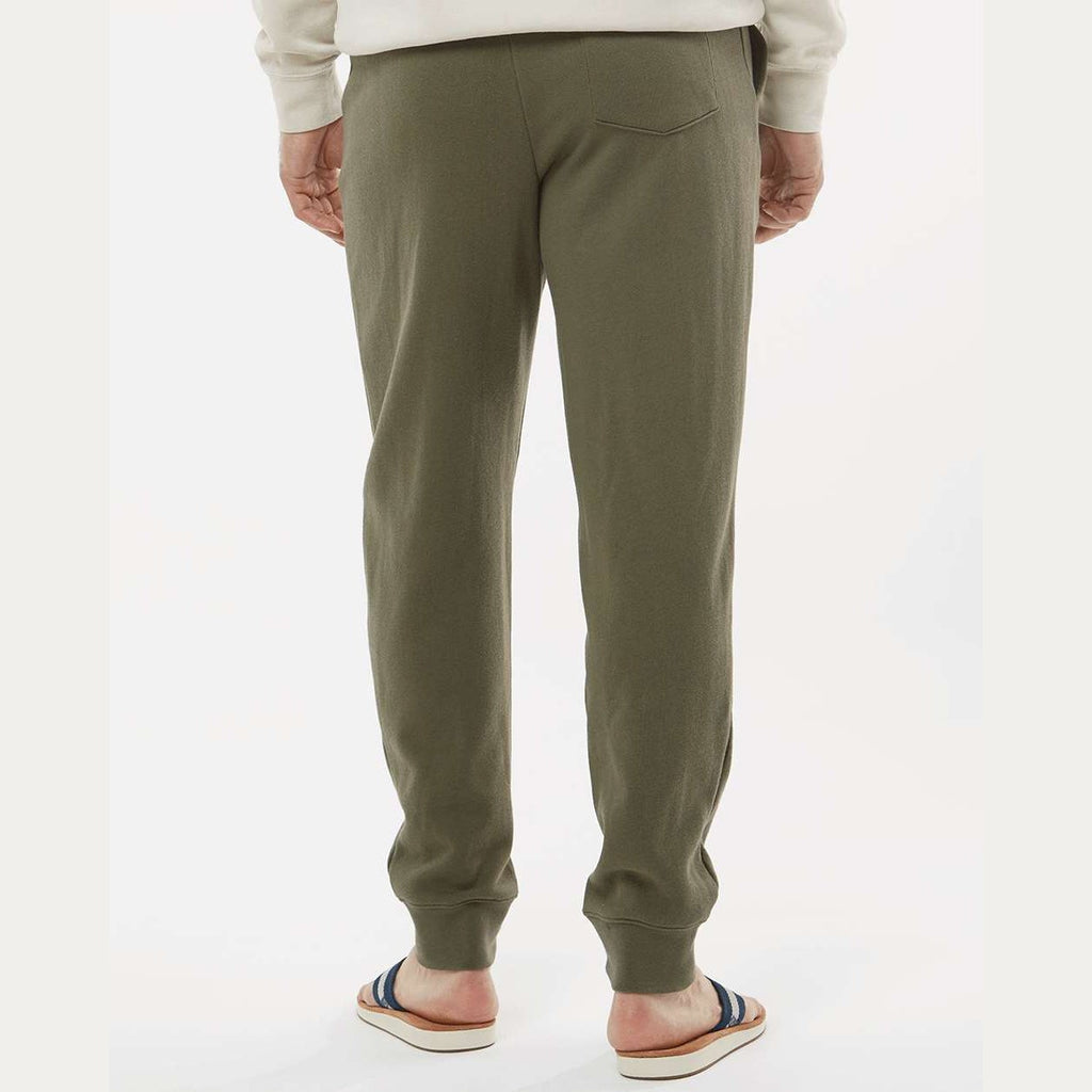 Independent Trading Co. Men's Midweight Fleece Sweatpants - Army - On Model Back
