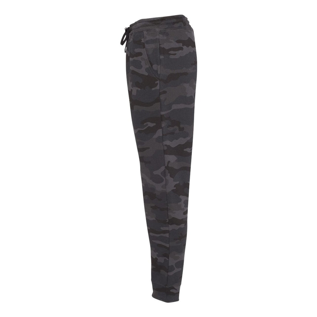 Independent Trading Co. Men's Midweight Fleece Sweatpants - Black Camo - Direct Side