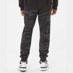 Independent Trading Co. Men's Midweight Fleece Sweatpants - Black Camo - On Model Back