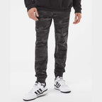 Independent Trading Co. Men's Midweight Fleece Sweatpants - Black Camo - On Model Front