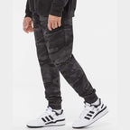 Independent Trading Co. Men's Midweight Fleece Sweatpants - Black Camo - On Model Side