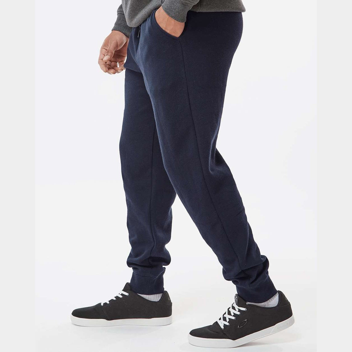 Independent Trading Co. Men's Midweight Fleece Sweatpants - Classic Navy - On Model Side