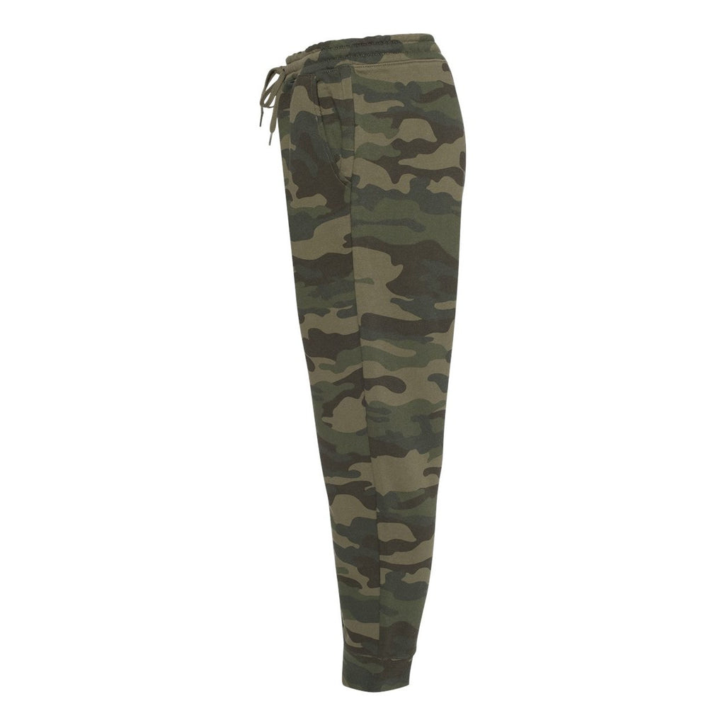 Independent Trading Co. Men's Midweight Fleece Sweatpants - Forest Camo - Direct Side