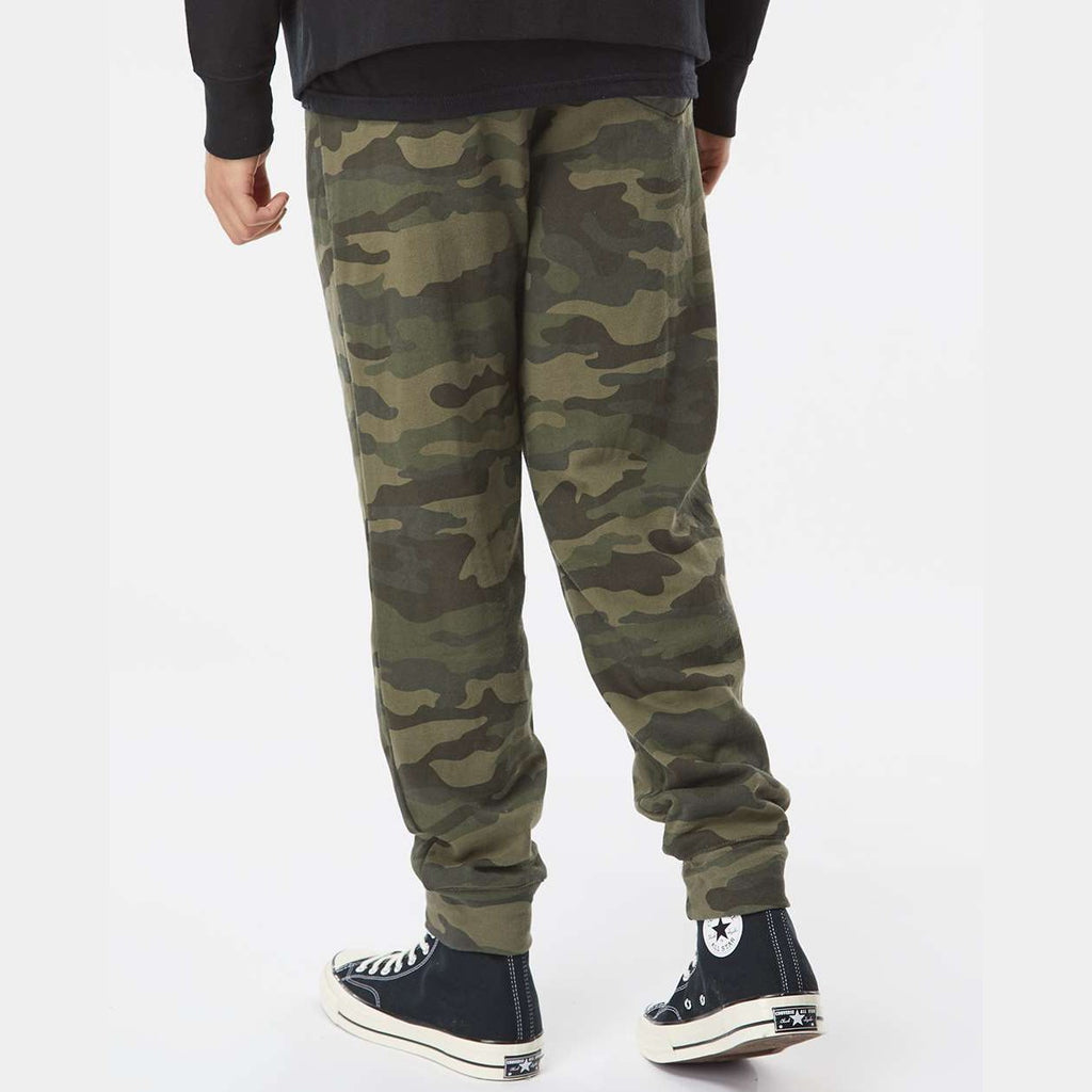 Independent Trading Co. Men's Midweight Fleece Sweatpants - Forest Camo - On Model Back