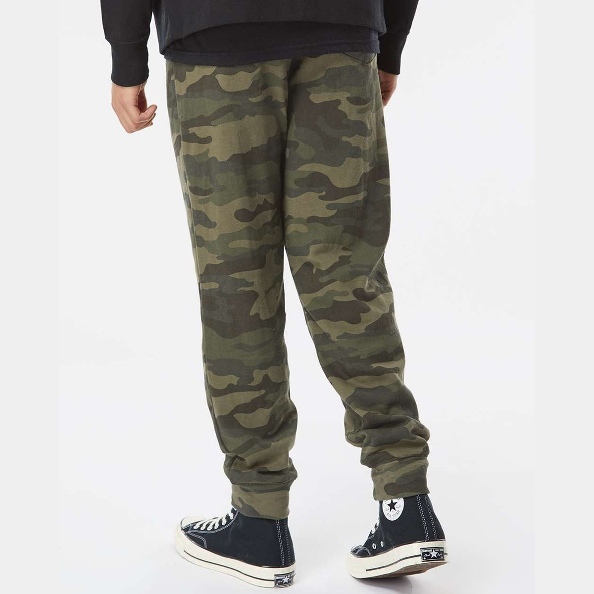 Independent Trading Co. Men's Midweight Fleece Sweatpants - Forest Camo - On Model Back