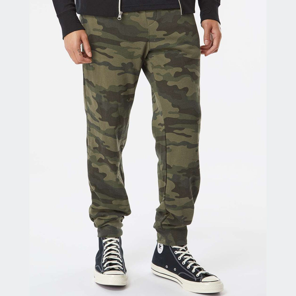 Independent Trading Co. Men's Midweight Fleece Sweatpants - Forest Camo - On Model Front