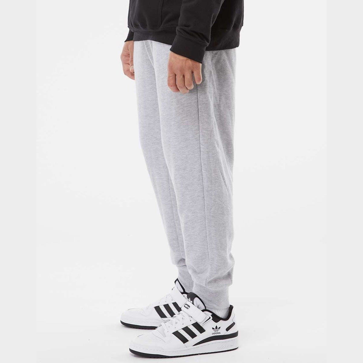 Independent Trading Co. Men's Midweight Fleece Sweatpants - Grey Heather - On Model Side