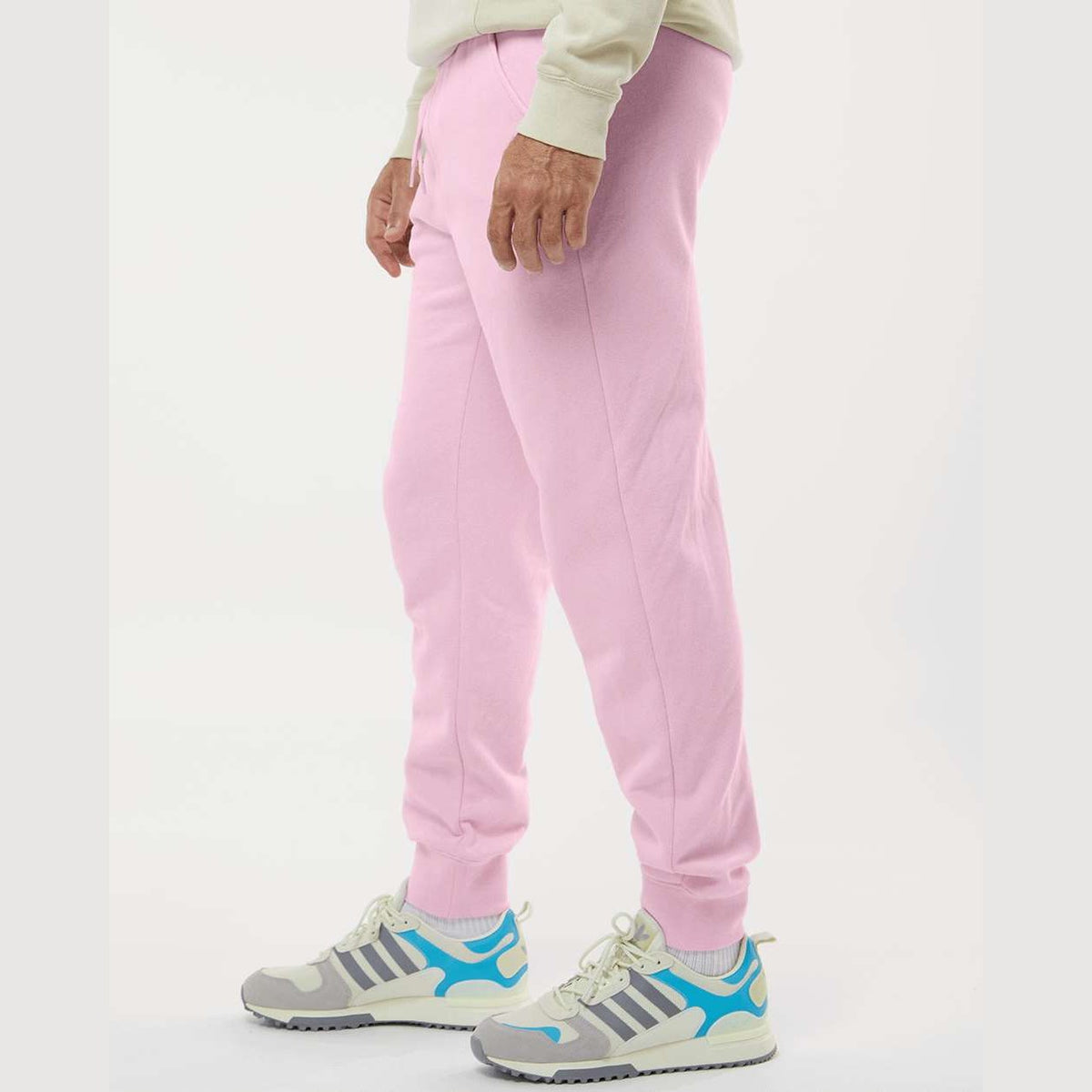 Independent Trading Co. Men's Midweight Fleece Sweatpants - Light Pink - On Model Side