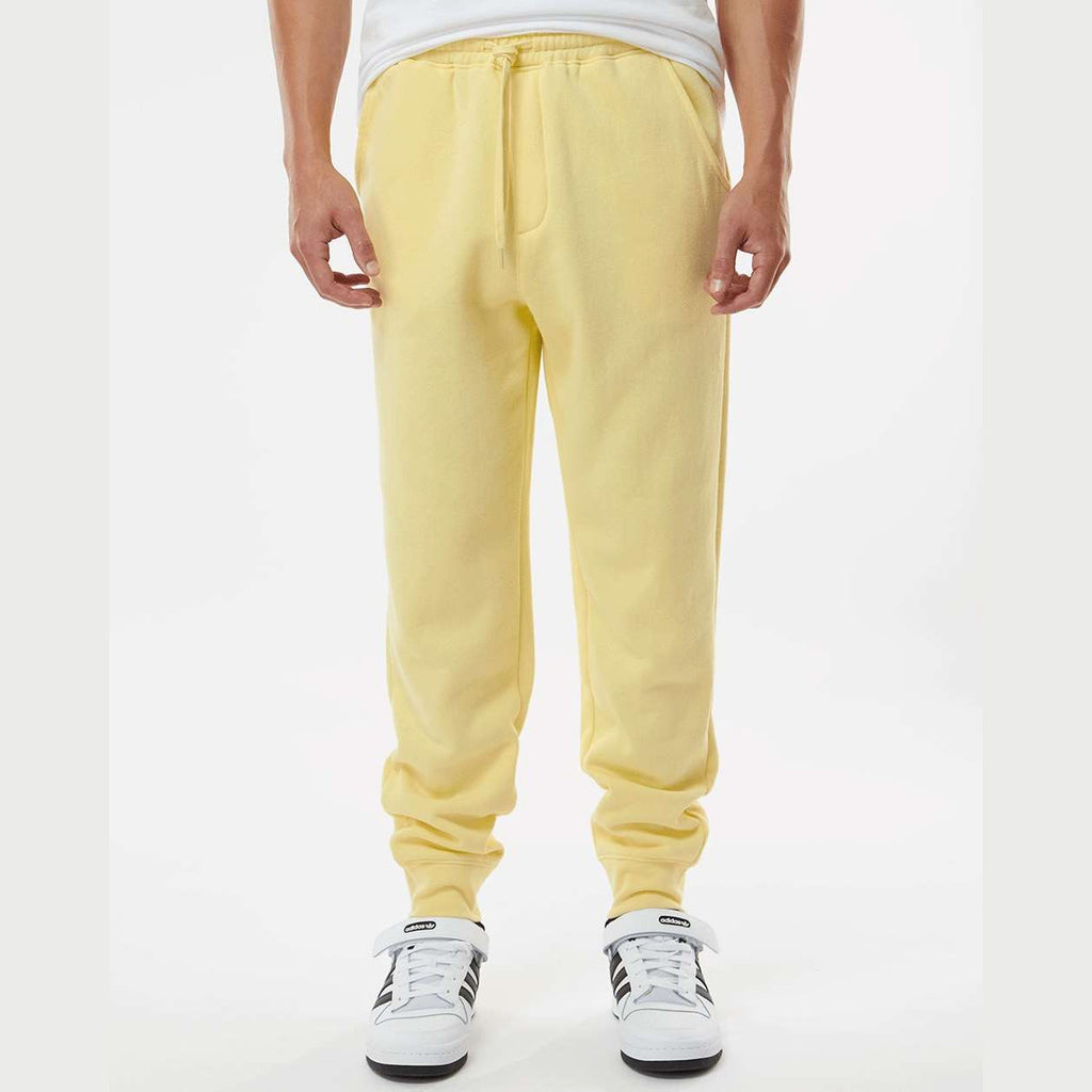 Independent Trading Co. Men's Midweight Fleece Sweatpants - Light Yellow - On Model Front