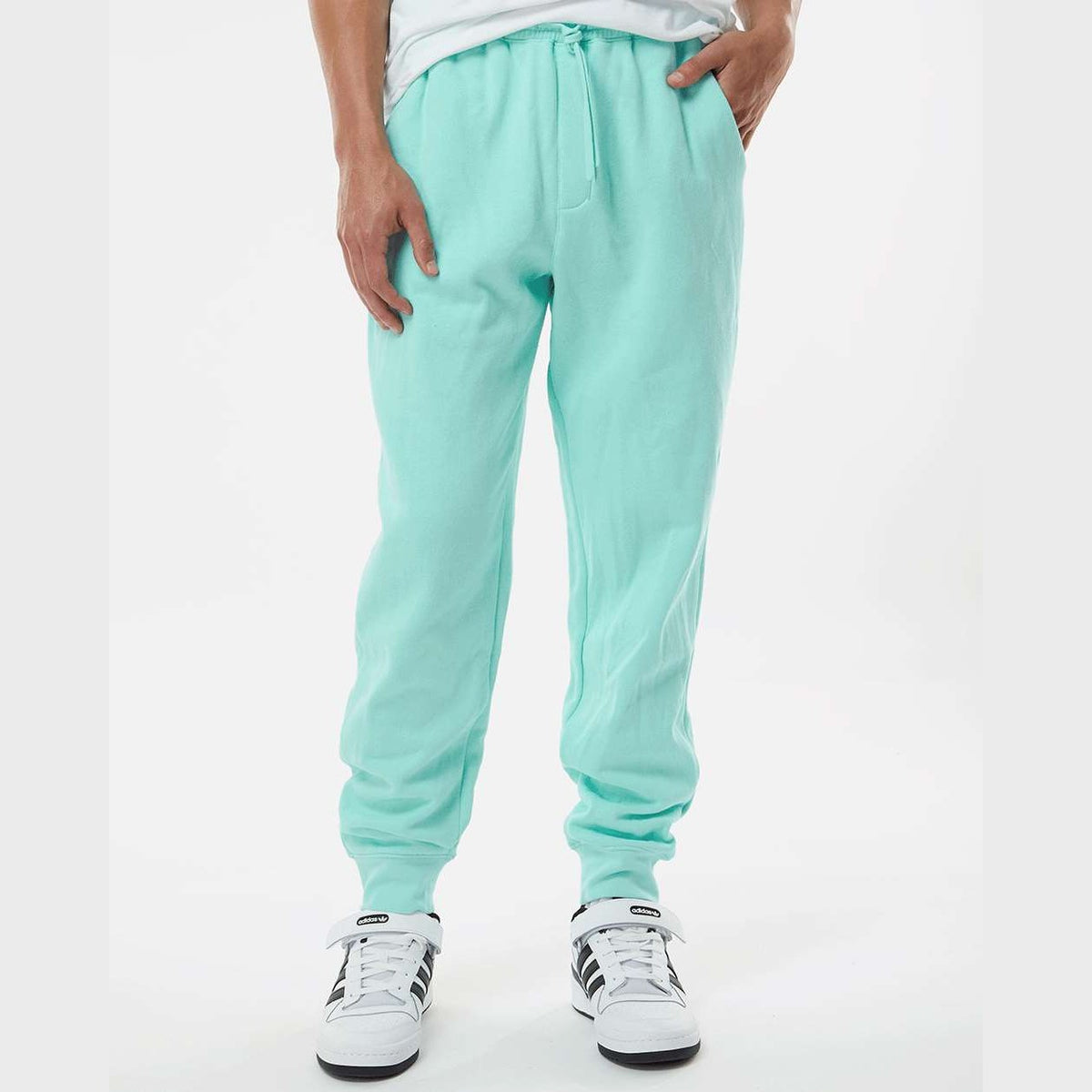 Independent Trading Co. Men's Midweight Fleece Sweatpants - Mint - On Model Front