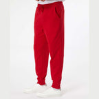 Independent Trading Co. Men's Midweight Fleece Sweatpants - Red - On Model Side