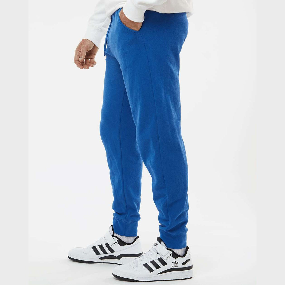 Independent Trading Co. Men's Midweight Fleece Sweatpants - Royal - On Model Side