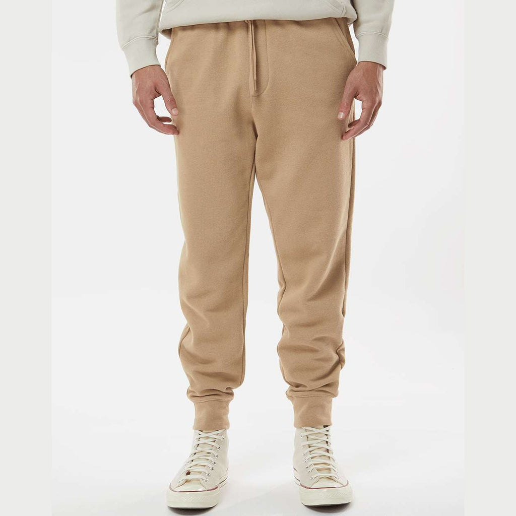 Independent Trading Co. Men's Midweight Fleece Sweatpants - Sandstone - On Model Front