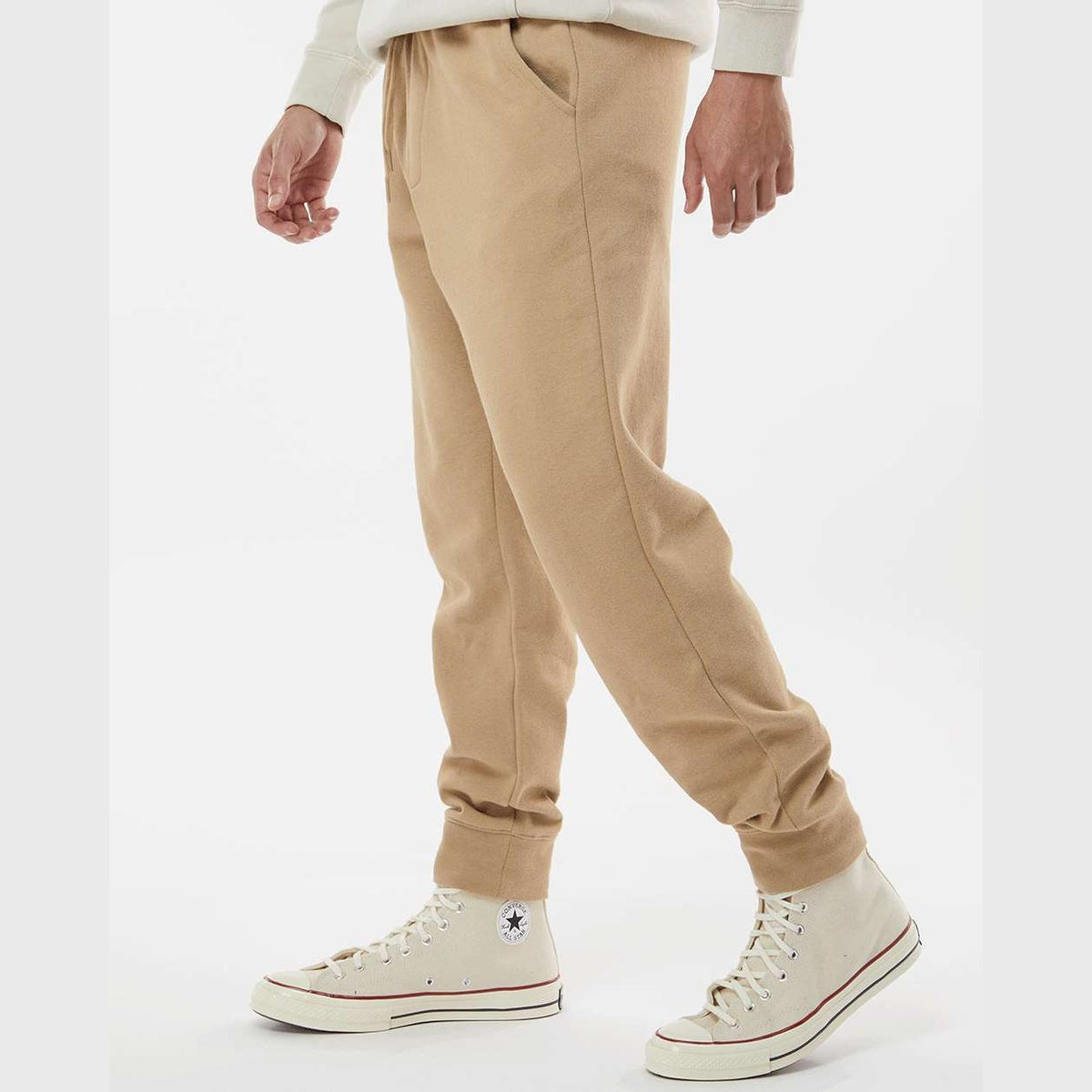 Independent Trading Co. Men's Midweight Fleece Sweatpants - Sandstone - On Model Side