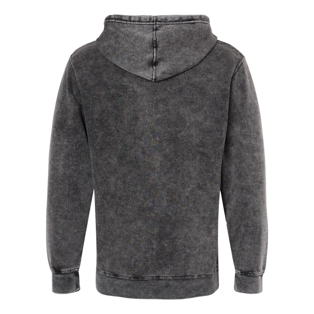 Independent Trading Co. Unisex Midweight Mineral Wash Hooded Sweatshirt Embroidery - Black - Back