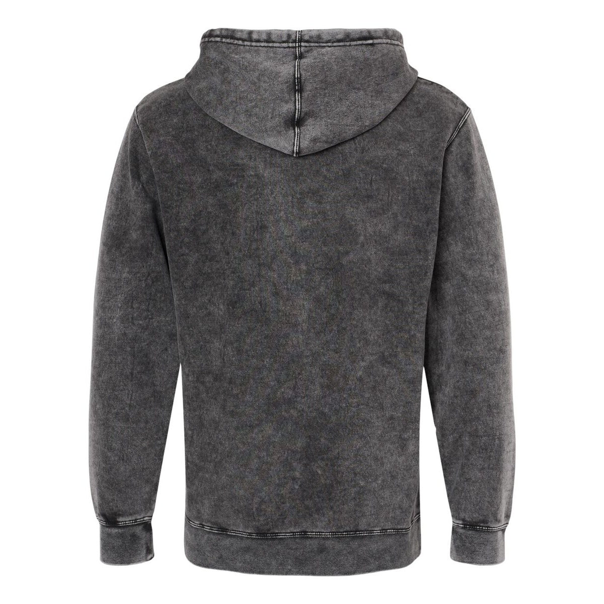 Independent Trading Co. Unisex Midweight Mineral Wash Hooded Sweatshirt Embroidery - Black - Back