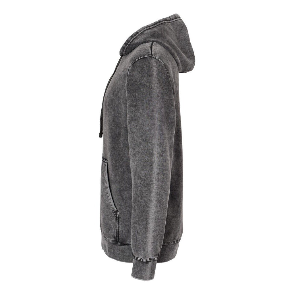 Independent Trading Co. Unisex Midweight Mineral Wash Hooded Sweatshirt Embroidery - Black - Direct Side