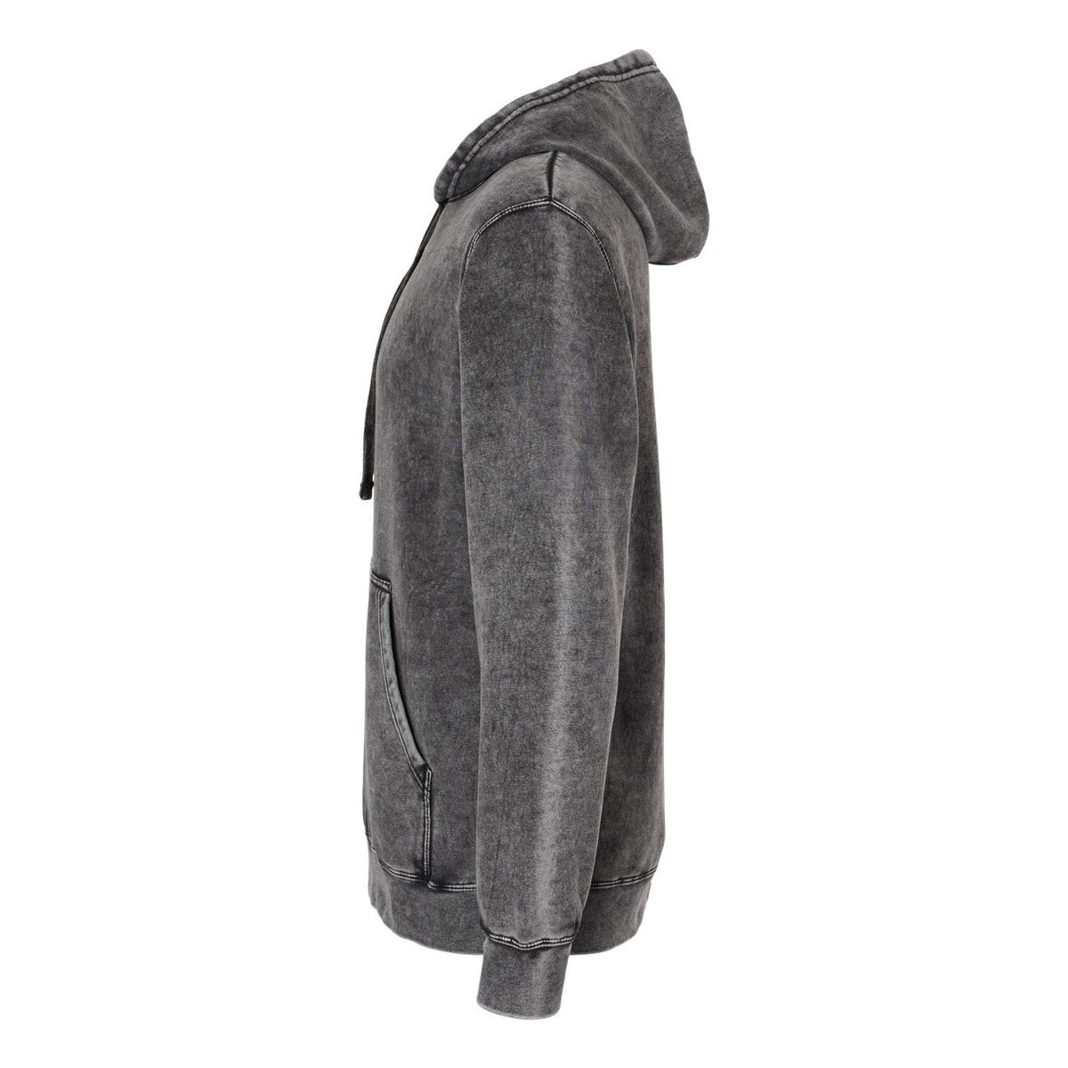 Independent Trading Co. Unisex Midweight Mineral Wash Hooded Sweatshirt Embroidery - Black - Direct Side