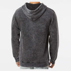 Independent Trading Co. Unisex Midweight Mineral Wash Hooded Sweatshirt Embroidery - Black - On Model Back