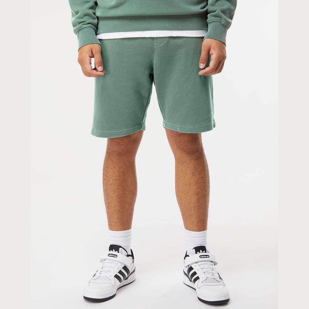 Independent Trading Co. Unisex Pigment-Dyed Fleece Shorts - Pigment Alpine Green - On Model Front