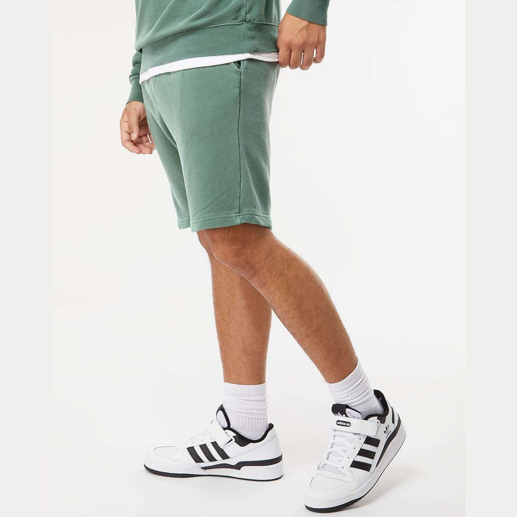 Independent Trading Co. Unisex Pigment-Dyed Fleece Shorts - Pigment Alpine Green - On Model Side