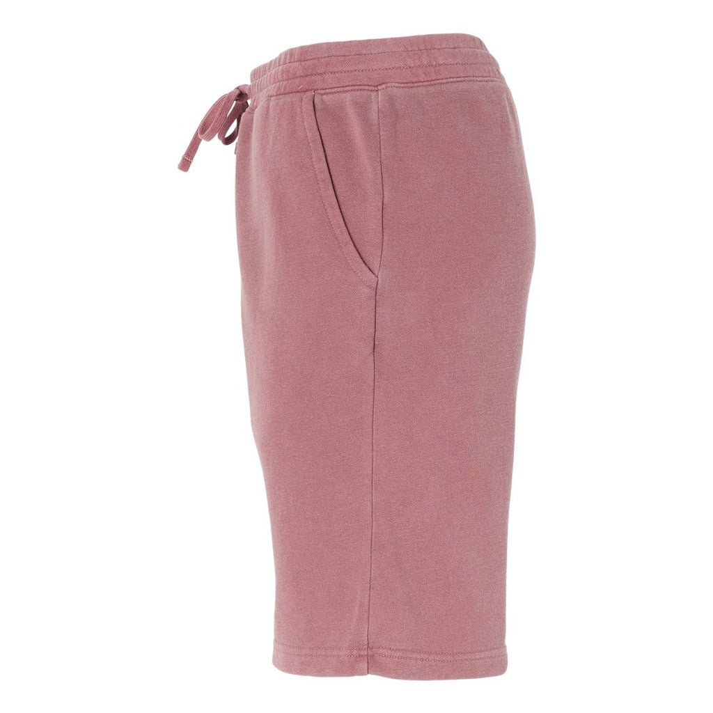 Independent Trading Co. Unisex Pigment-Dyed Fleece Shorts - Pigment Maroon - Direct Side