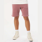 Independent Trading Co. Unisex Pigment-Dyed Fleece Shorts - Pigment Maroon - On Model Front