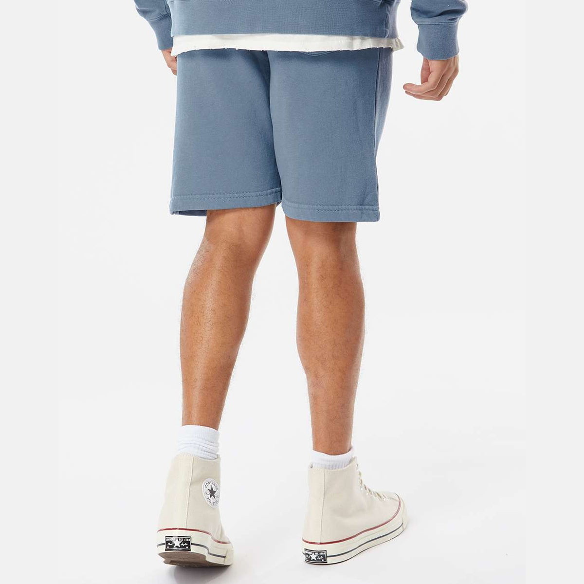 Independent Trading Co. Unisex Pigment-Dyed Fleece Shorts - Pigment Slate Blue - On Model Back